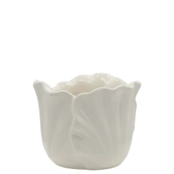Outlet Chic Antique Fayence Blumentopf mit Blätter