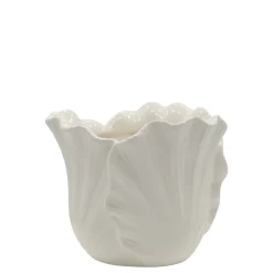 Outlet Chic Antique Fayence Blumentopf mit Blätter