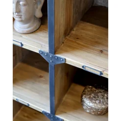 Best Chic Antique Fächerregal aus Kiefernholz und Metall