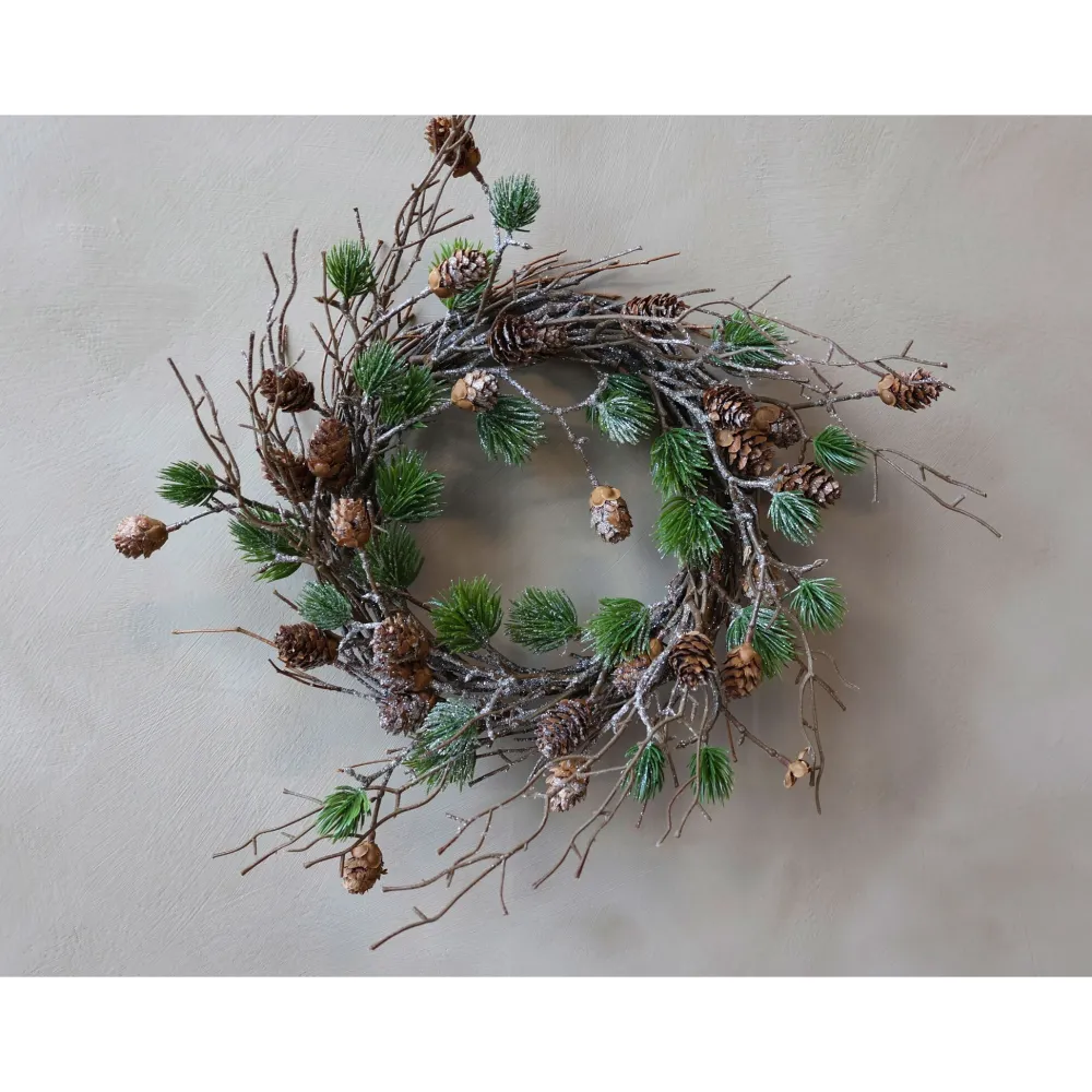Outlet Chic Antique Fleur Kranz aus Zedernholz mit Zapfen