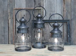 Outlet Chic Antique Franz. Stalllaterne mit Timer