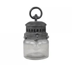 Chic Antique Französische Stalllaterne inkl. Birne und Timer