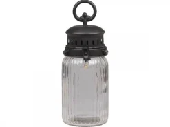 Clearance Chic Antique Französische Stalllaterne inkl. Glühbirne und Timer mit gerilltem Glas