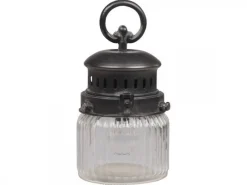 Clearance Chic Antique Französische Stalllaterne inkl. Glühbirne und Timer mit gerilltem Glas