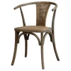 New Chic Antique Französischer Essstuhl Flechtsitz