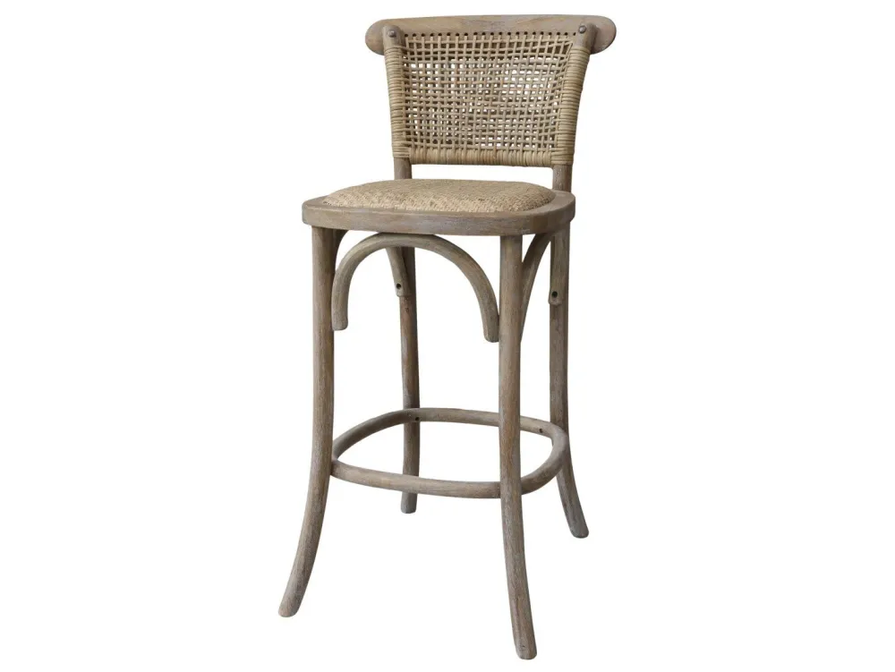 Hot Chic Antique Französischer Barhocker mit Sitz und Rückenlehne