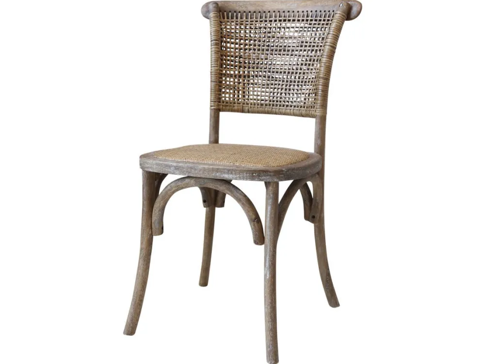 Online Chic Antique Französischer Stuhl mit Geflechtsitz und Rücken