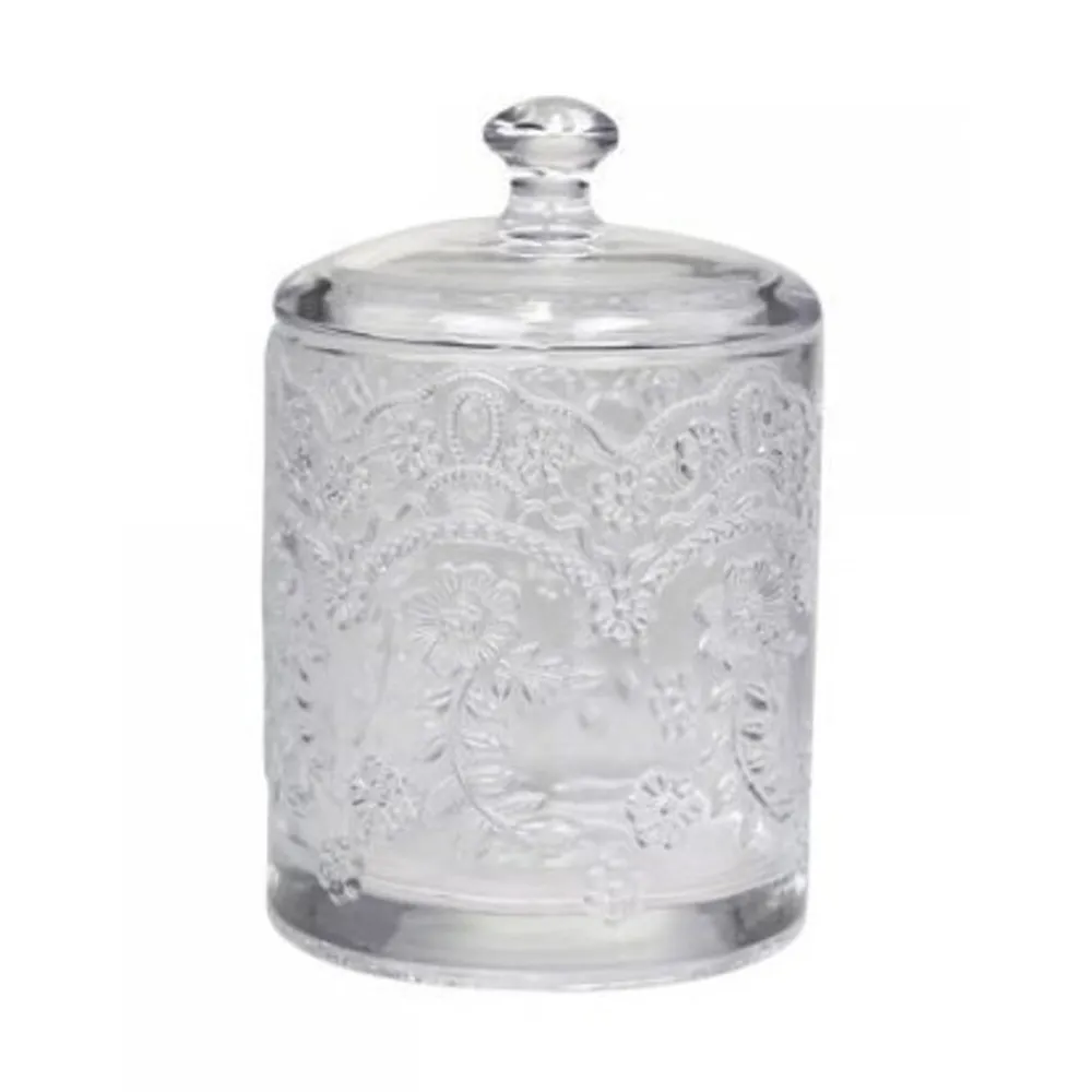 Outlet Chic Antique Glas Behälter mit Muster und Deckel