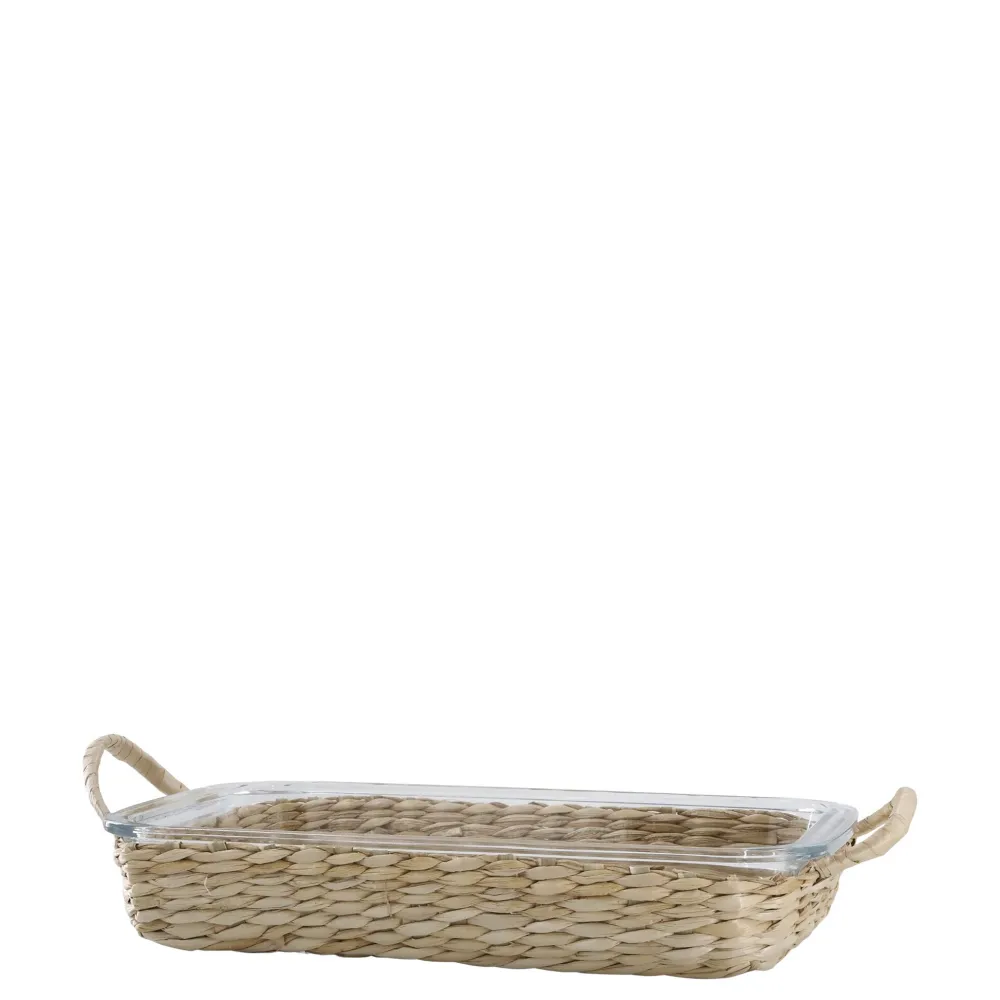 Discount Chic Antique Glas Tablett mit geflochtenem Tablett, Auflaufform