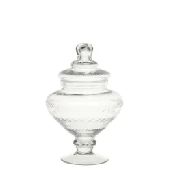 Discount Chic Antique Glasgefäß mit Deckel auf Fuß