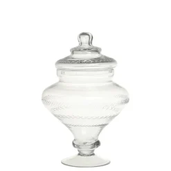 Discount Chic Antique Glasgefäß mit Deckel auf Fuß