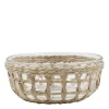 New Chic Antique Glasschüssel mit Flechtkorb