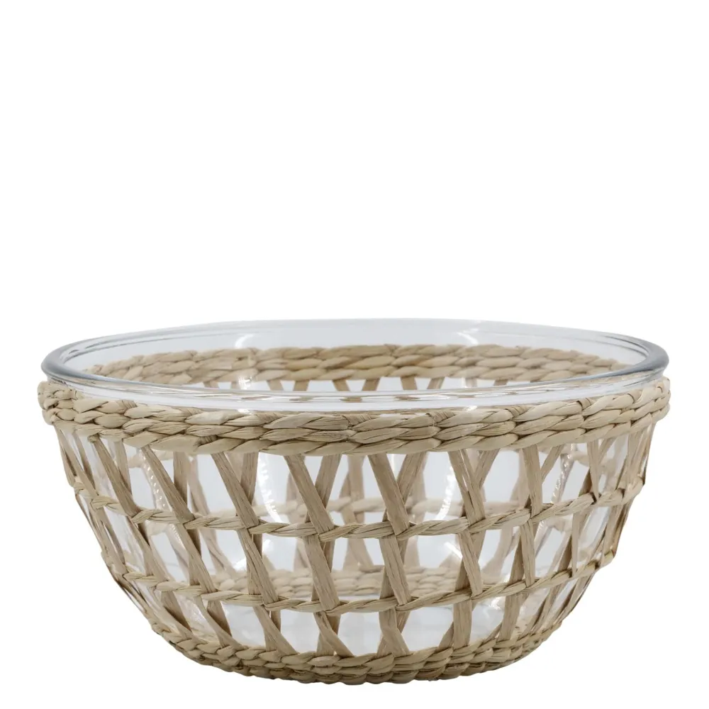 New Chic Antique Glasschüssel mit Flechtkorb