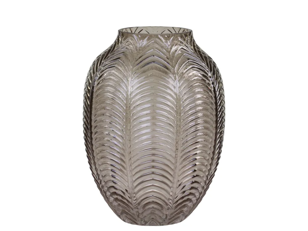 Outlet Chic Antique Glasvase mit Blattmuster