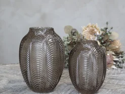 Outlet Chic Antique Glasvase mit Blattmuster