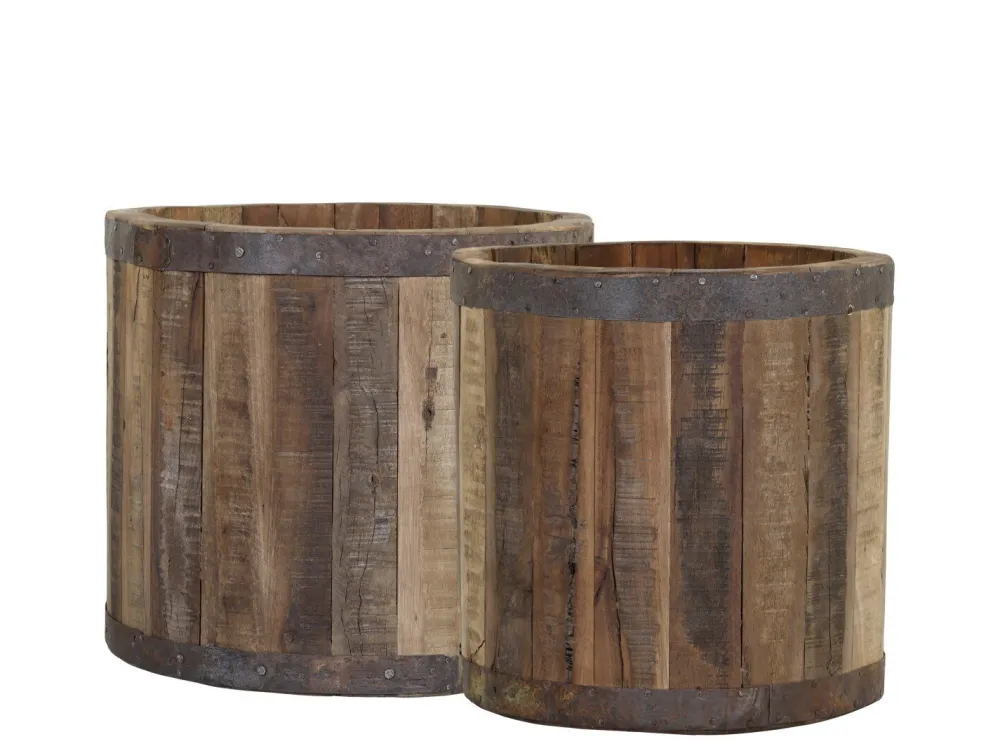 Discount Chic Antique Grimaud Blumentopf Holz 2er Set