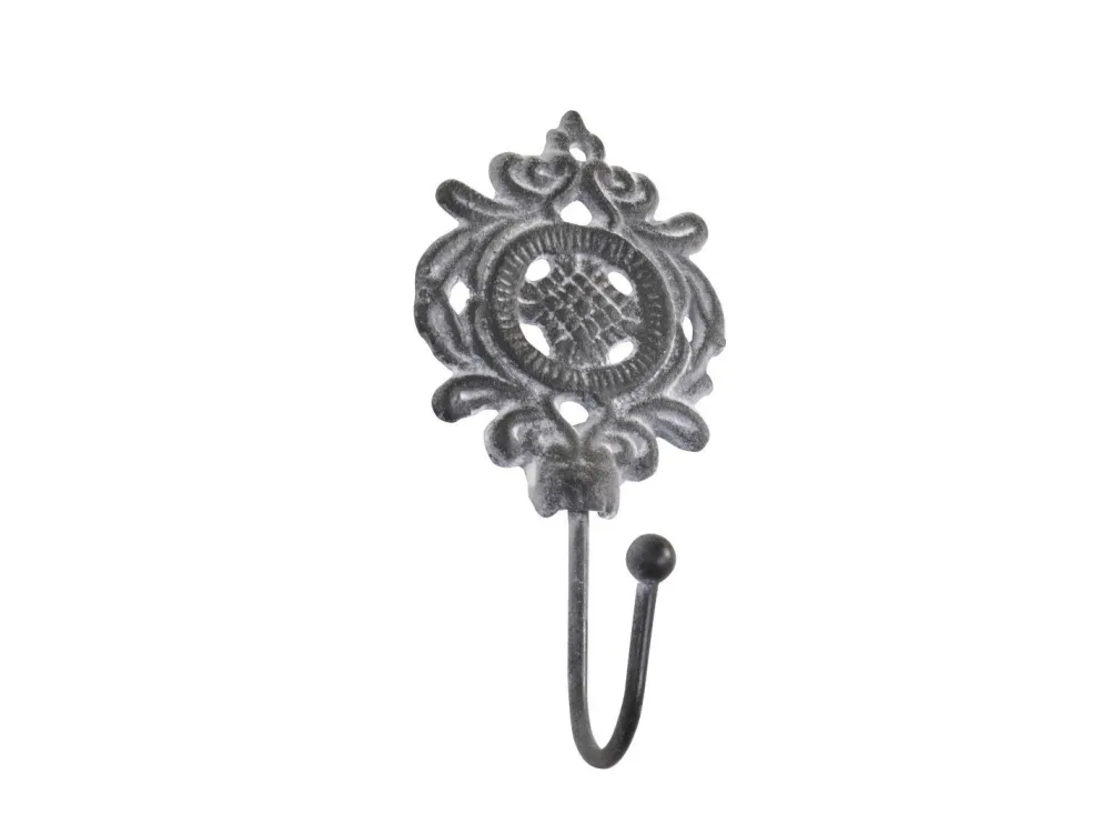 New Chic Antique Haken mit Dekor antik grau