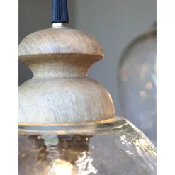 Best Chic Antique Hängelampe, Lampe mit Holzzierhülse
