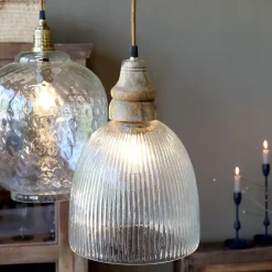 Online Chic Antique Hängelampe mit Holzzierhülse