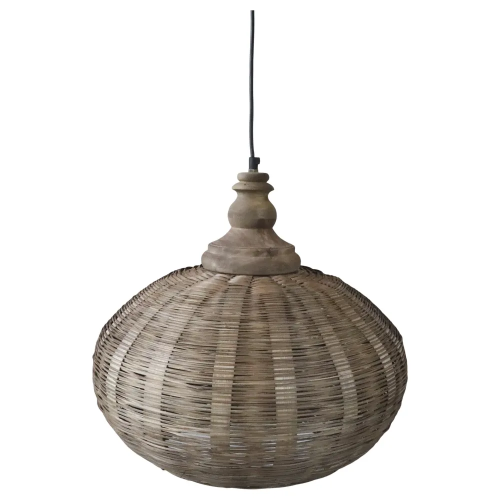 Discount Chic Antique Hängelampe oval aus Rattangeflecht