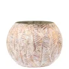 Hot Chic Antique Hurricane Windlicht Gold mit Blattmuster