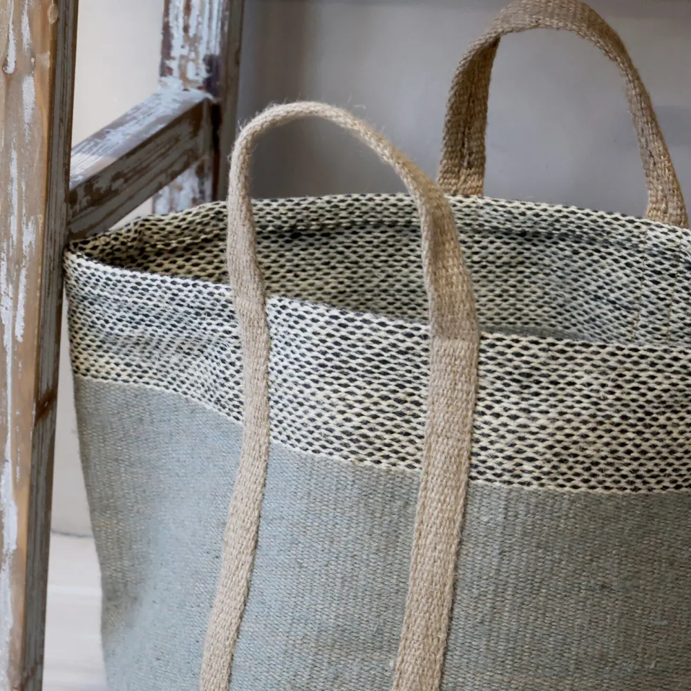 Best Chic Antique Jute Korbtasche mit Henkel