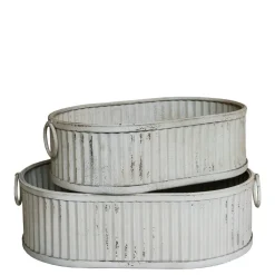 Discount Chic Antique Kasten mit Rillen und Griffen im Set