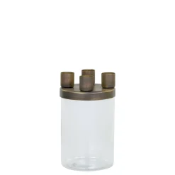 Online Chic Antique Kerzenständer mit Glas mit 4 Haltern, Messinglook