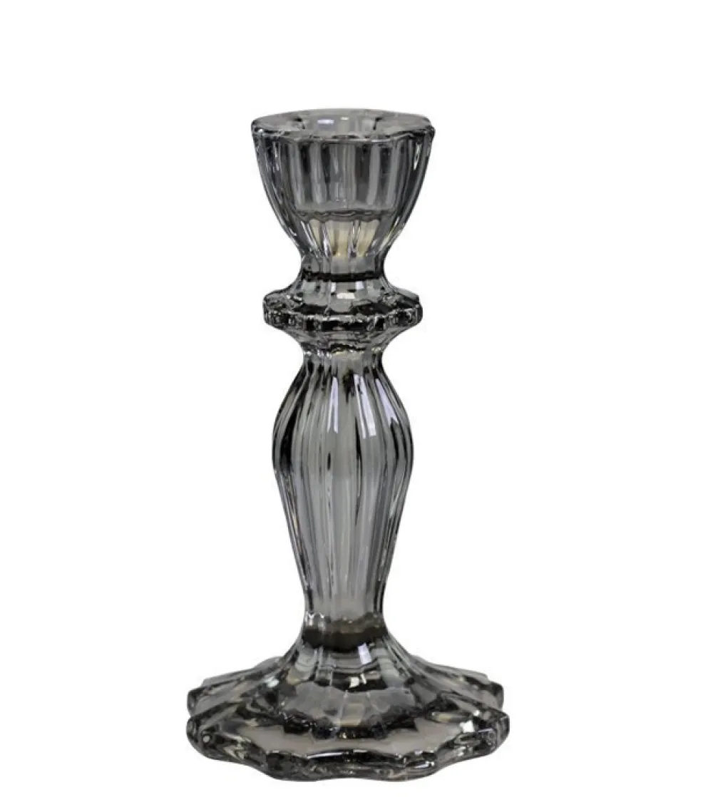 Chic Antique Kerzenständer aus Glas mit Spitzenkante
