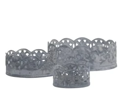 Discount Chic Antique Kerzentablett mit Blumenkante 3er Set
