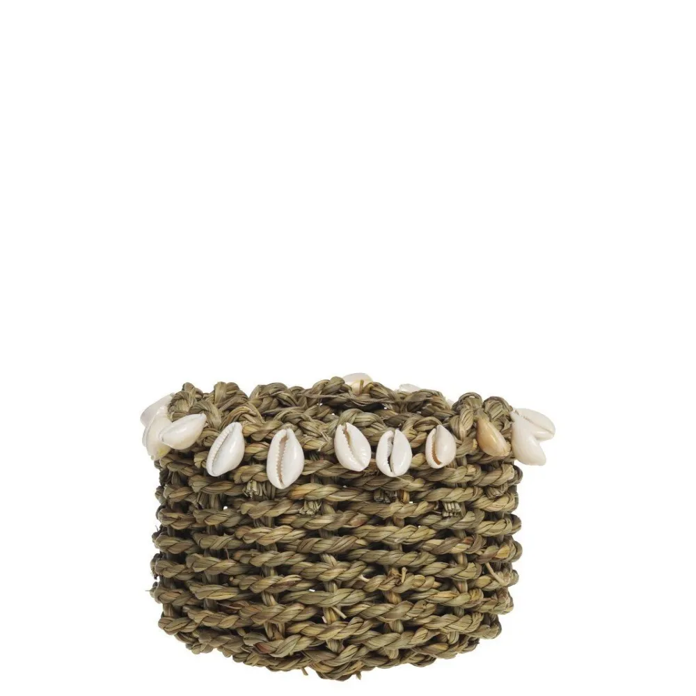 Hot Chic Antique Korb geflochten mit Muscheln