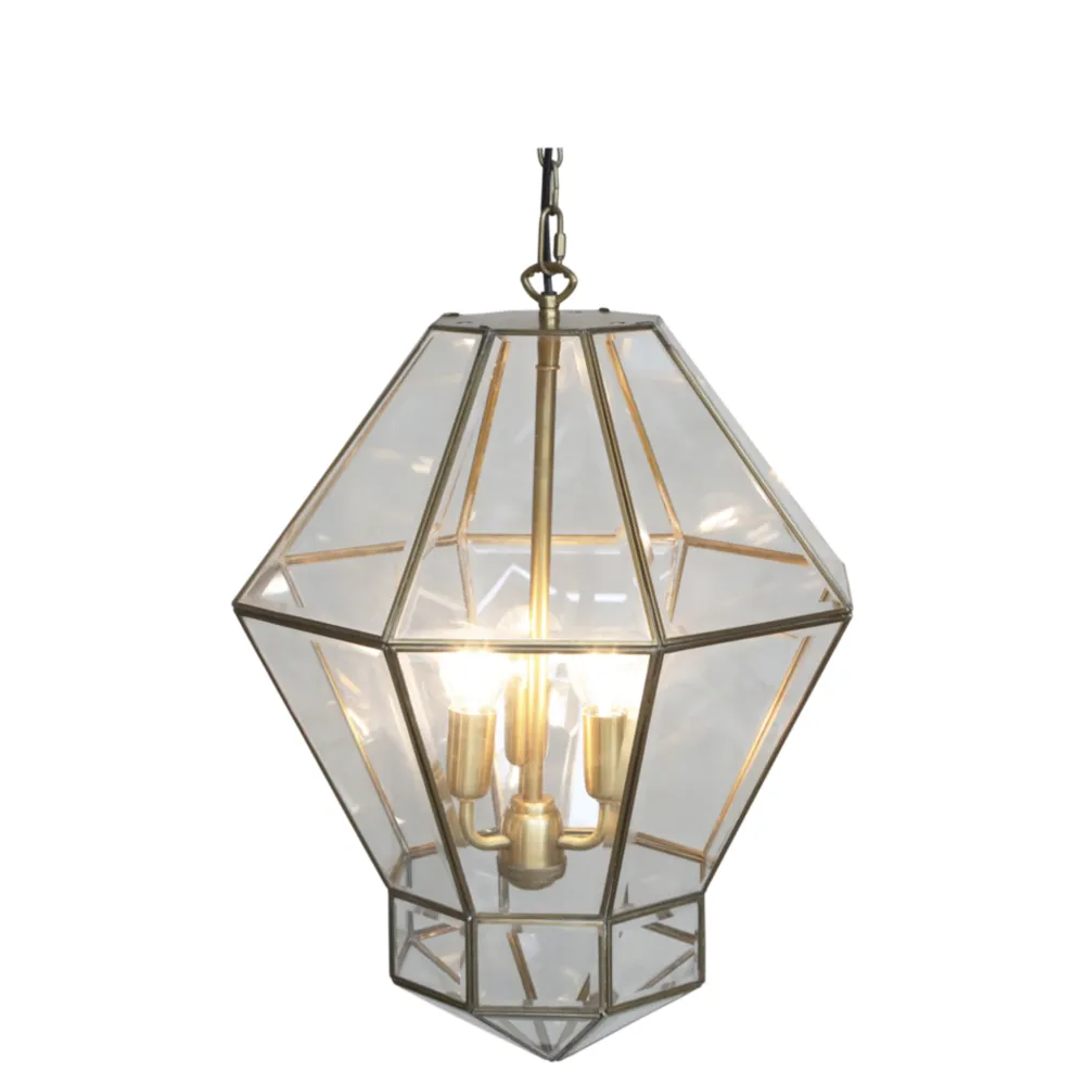 Hot Chic Antique Kronleuchter Antik Messing mit Glas