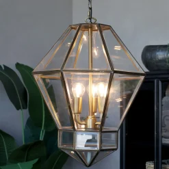 Hot Chic Antique Kronleuchter Antik Messing mit Glas