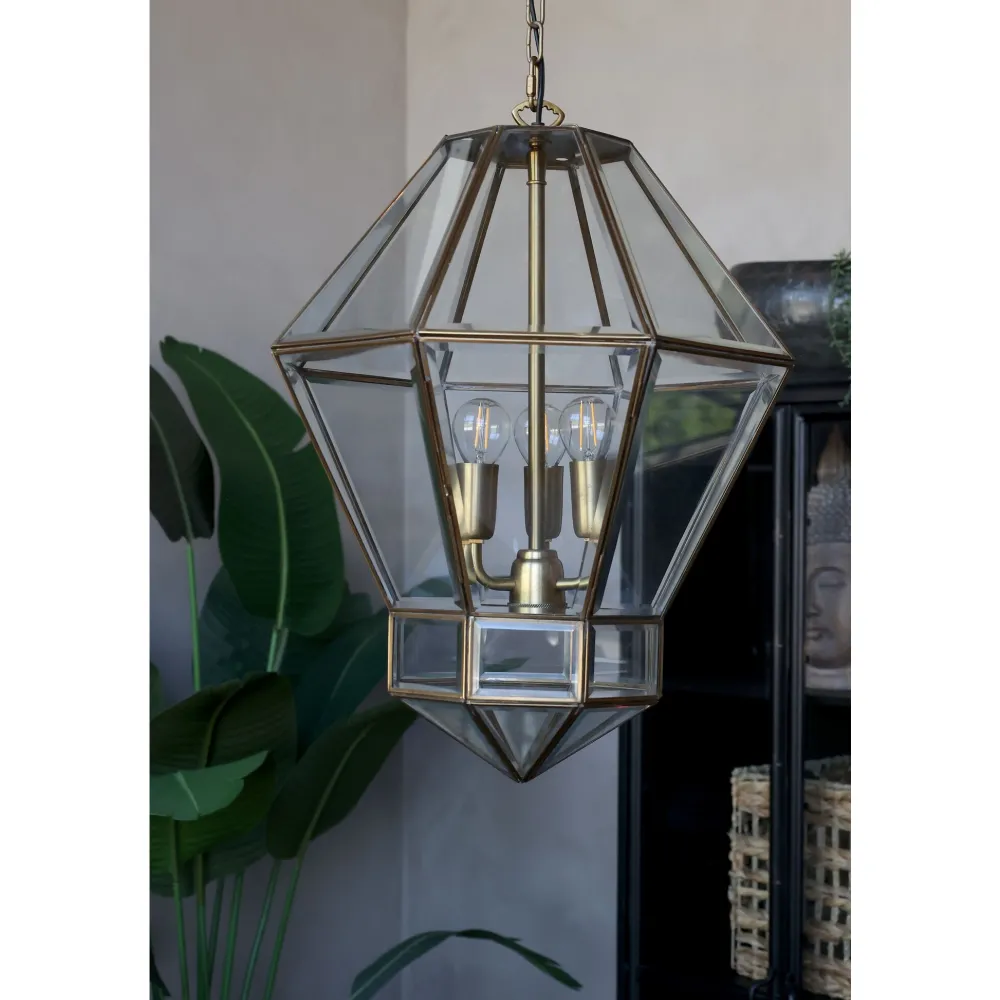 Hot Chic Antique Kronleuchter Antik Messing mit Glas