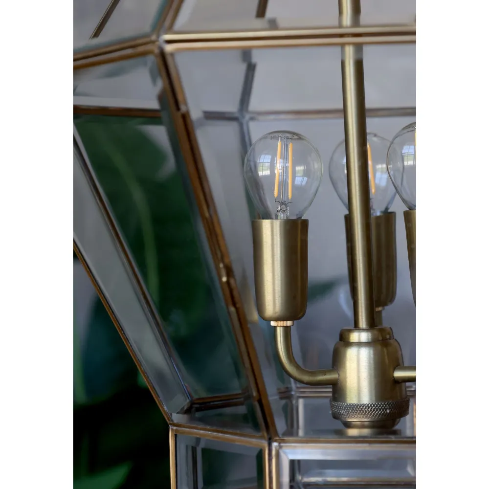 Hot Chic Antique Kronleuchter Antik Messing mit Glas