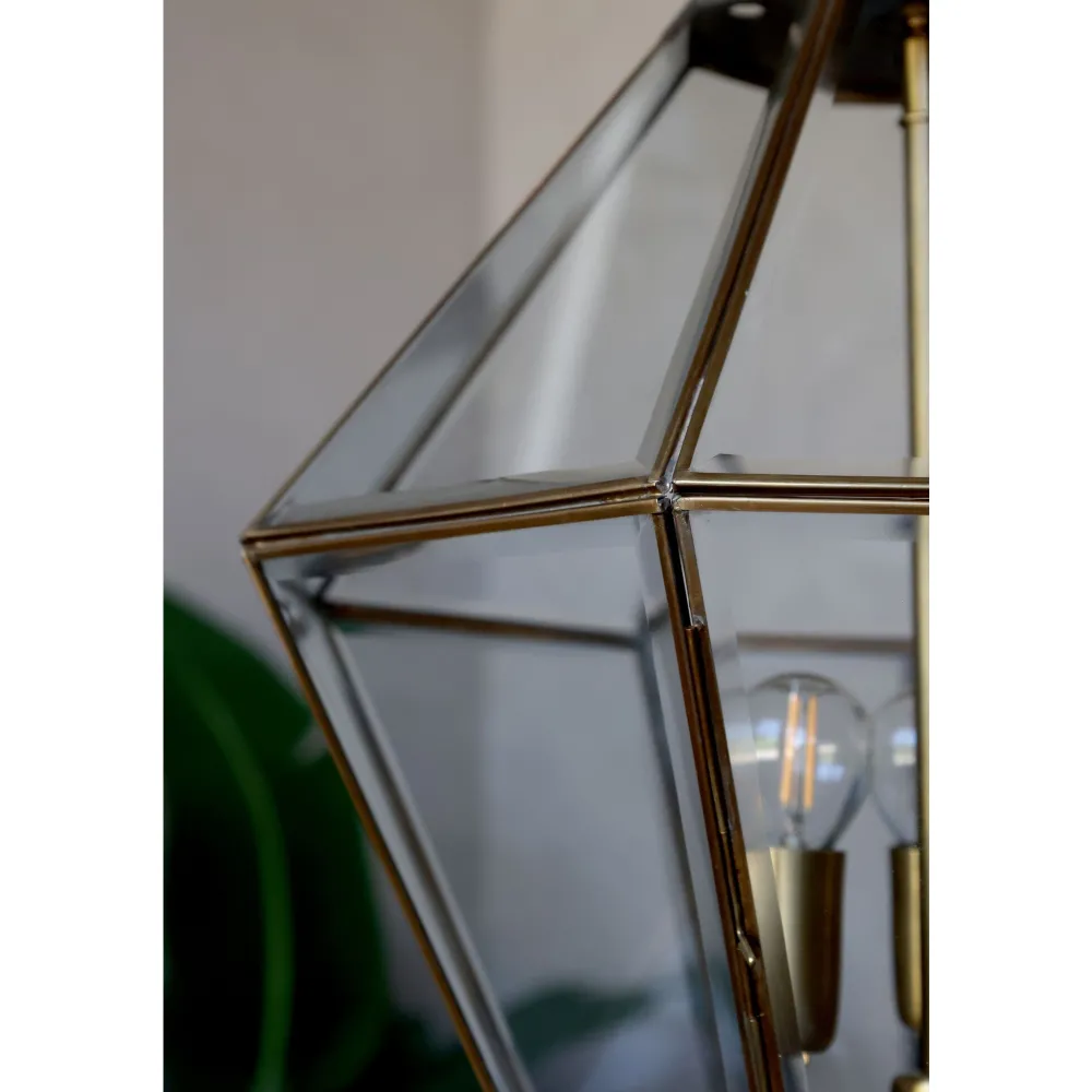 Hot Chic Antique Kronleuchter Antik Messing mit Glas