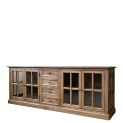 Discount Chic Antique Landhaus Vitrinenschrank Marseille mit 4 Türen und 4 Schubladen