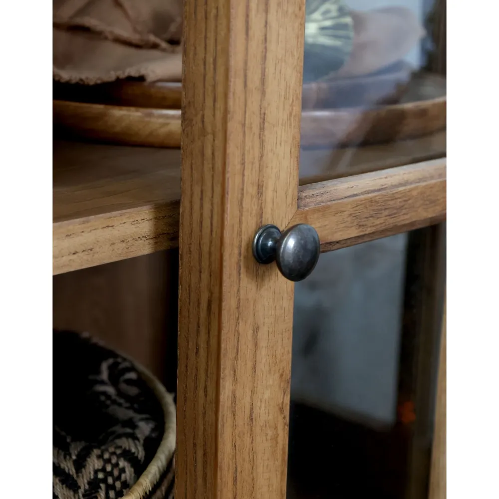 Discount Chic Antique Landhaus Vitrinenschrank Marseille mit 4 Türen und 4 Schubladen