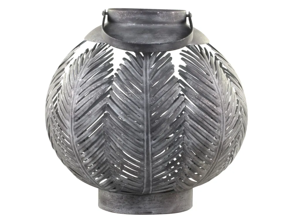 Hot Chic Antique Laterne aus Eisen mit Blattdekor