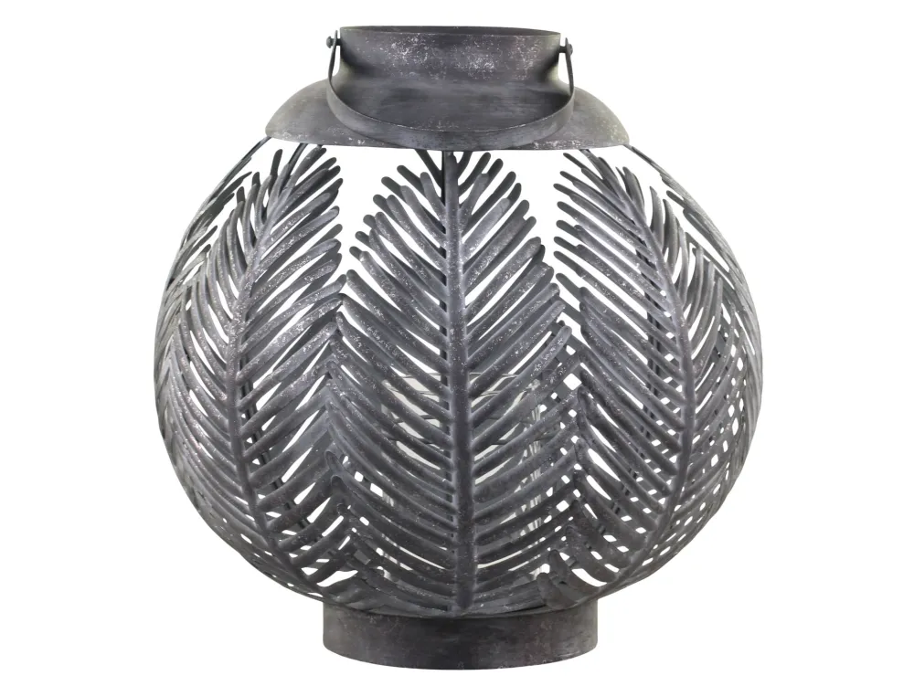 Hot Chic Antique Laterne aus Eisen mit Blattdekor