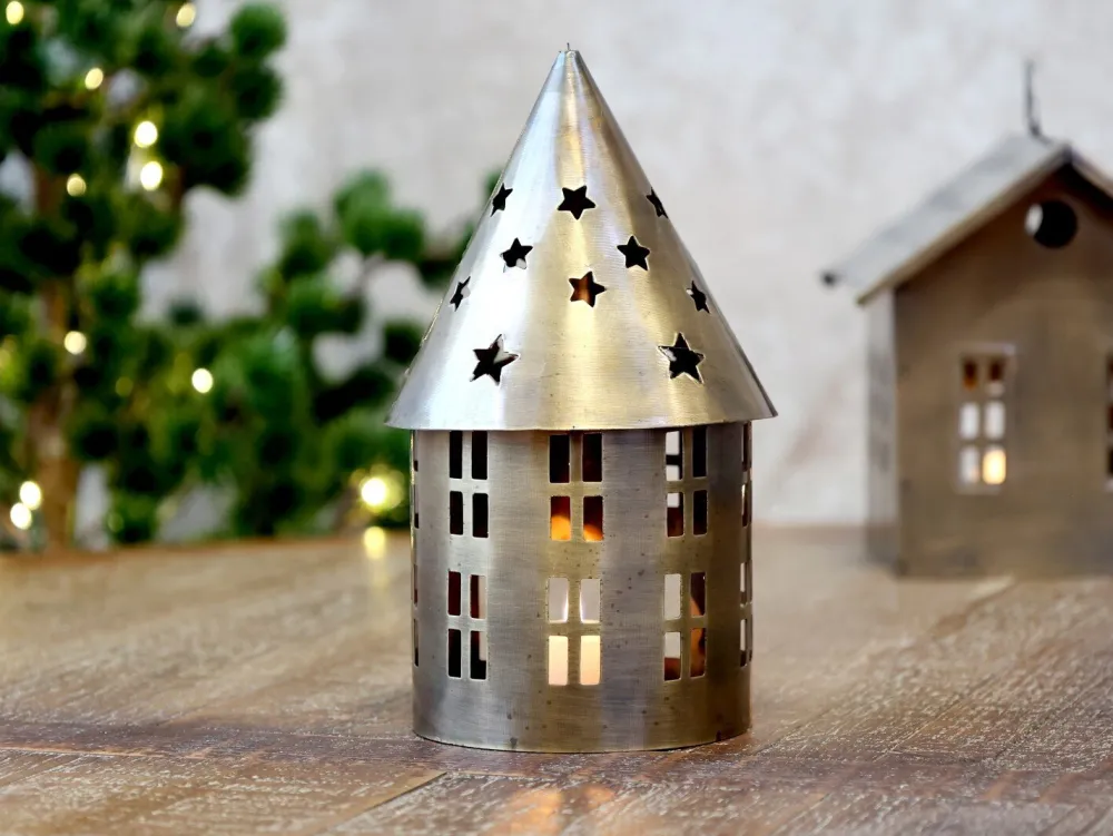 Hot Chic Antique Lichthaus aus Metall, rund