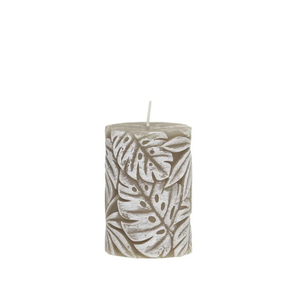 Online Chic Antique Macon Stumpenkerze mit Blattmuster