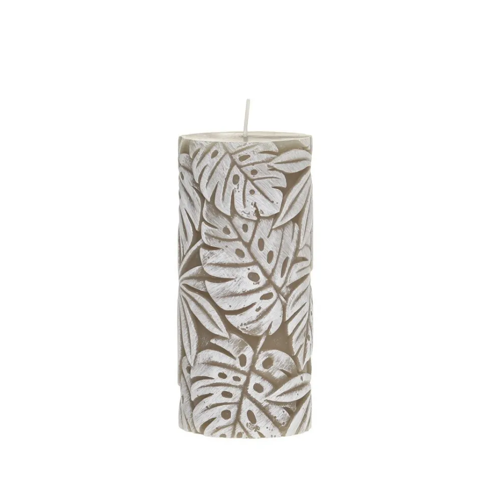 Online Chic Antique Macon Stumpenkerze mit Blattmuster