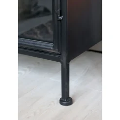 Discount Chic Antique Metall Vitrinenschrank mit 2 Türen und Regalen