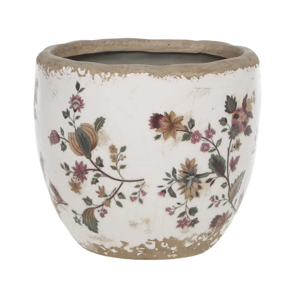 Outlet Chic Antique Nancy Blumentopf mit Blumenmotiv