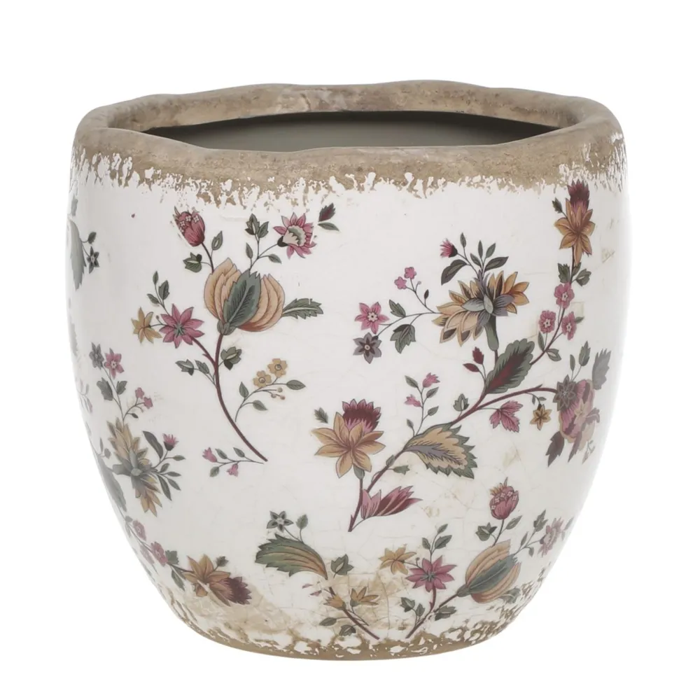 Outlet Chic Antique Nancy Blumentopf mit Blumenmotiv