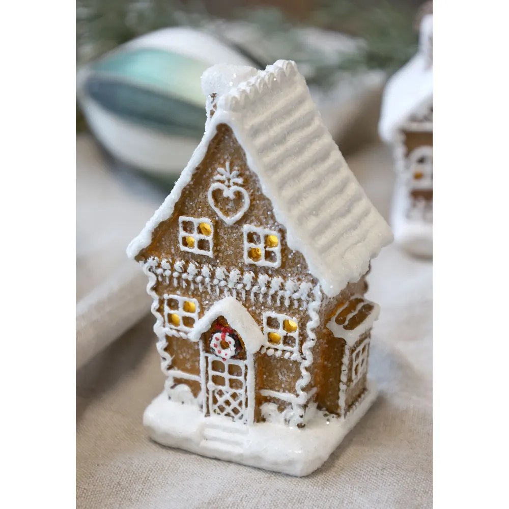 Outlet Chic Antique Noël Lebkuchenhaus mit LED