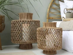 New Chic Antique Rattan Laterne geflochten