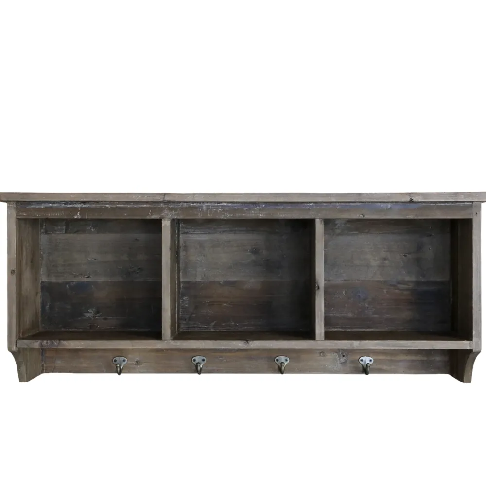 New Chic Antique Regalbrett mit 3 Fächern und 4 Haken