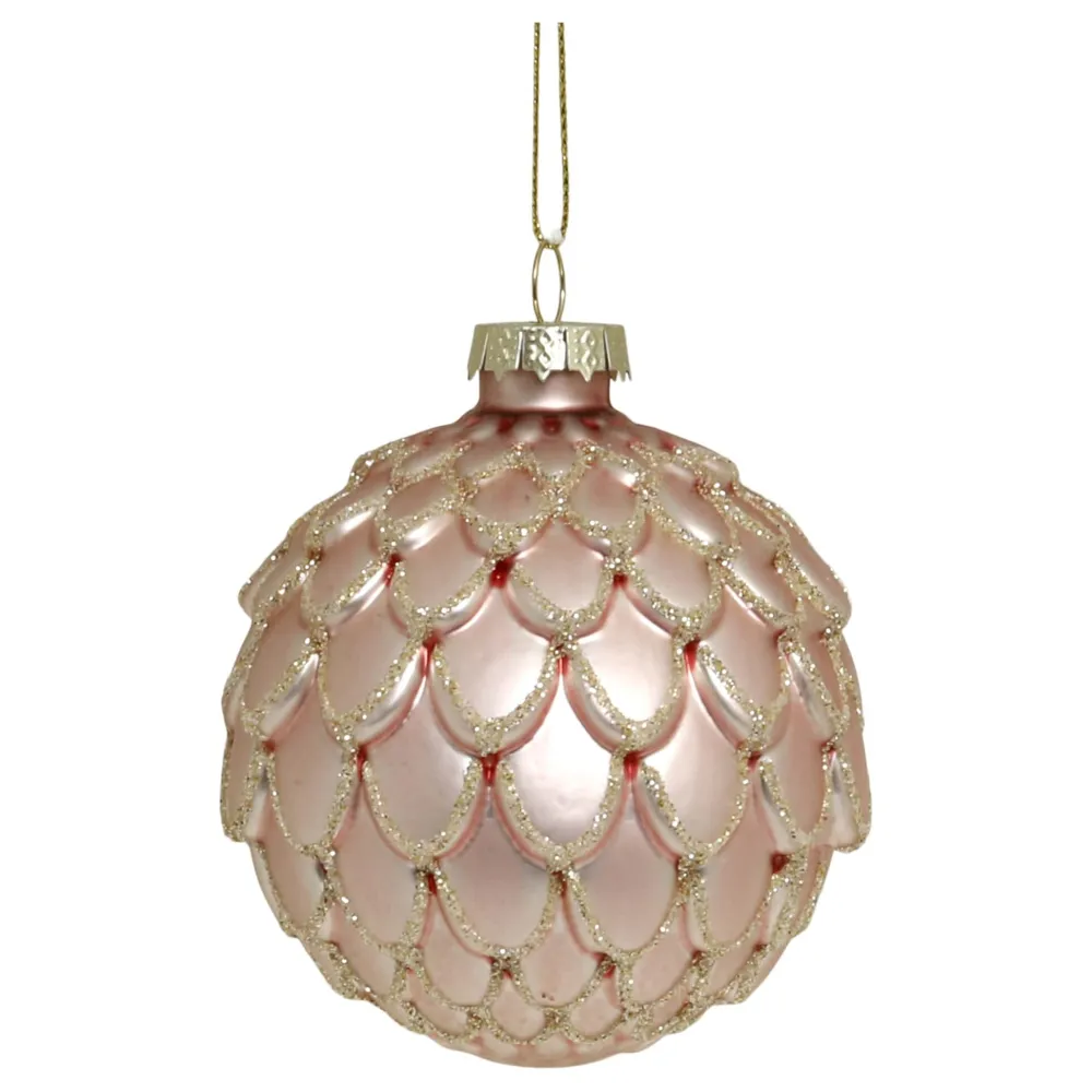 Best Chic Antique Rosa Weihnachtskugel aus Glas